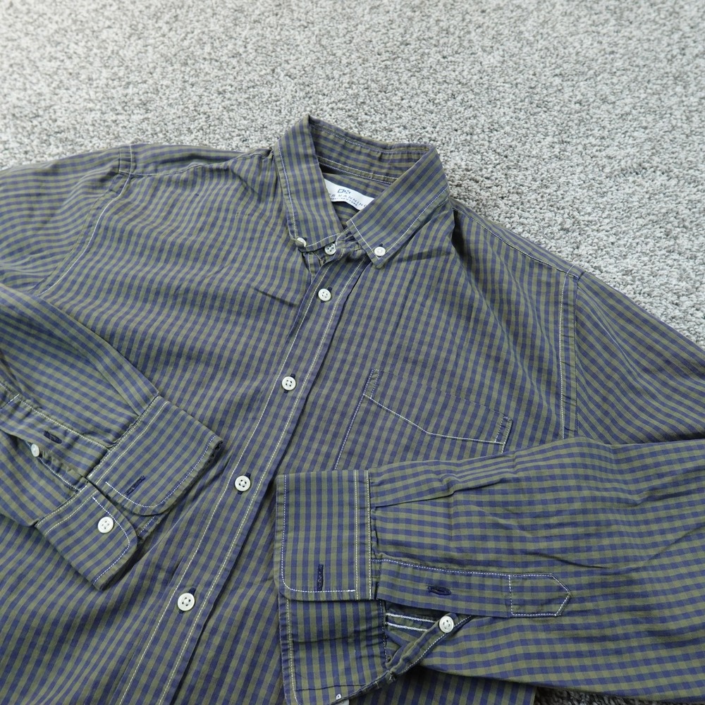 Peter Manning Shirt Mens M Blue Green Check Button Up Long Sleeve Casual Preppy